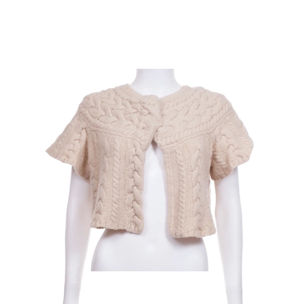 BCBG Max Azria Cropped Cable knit wool sweater